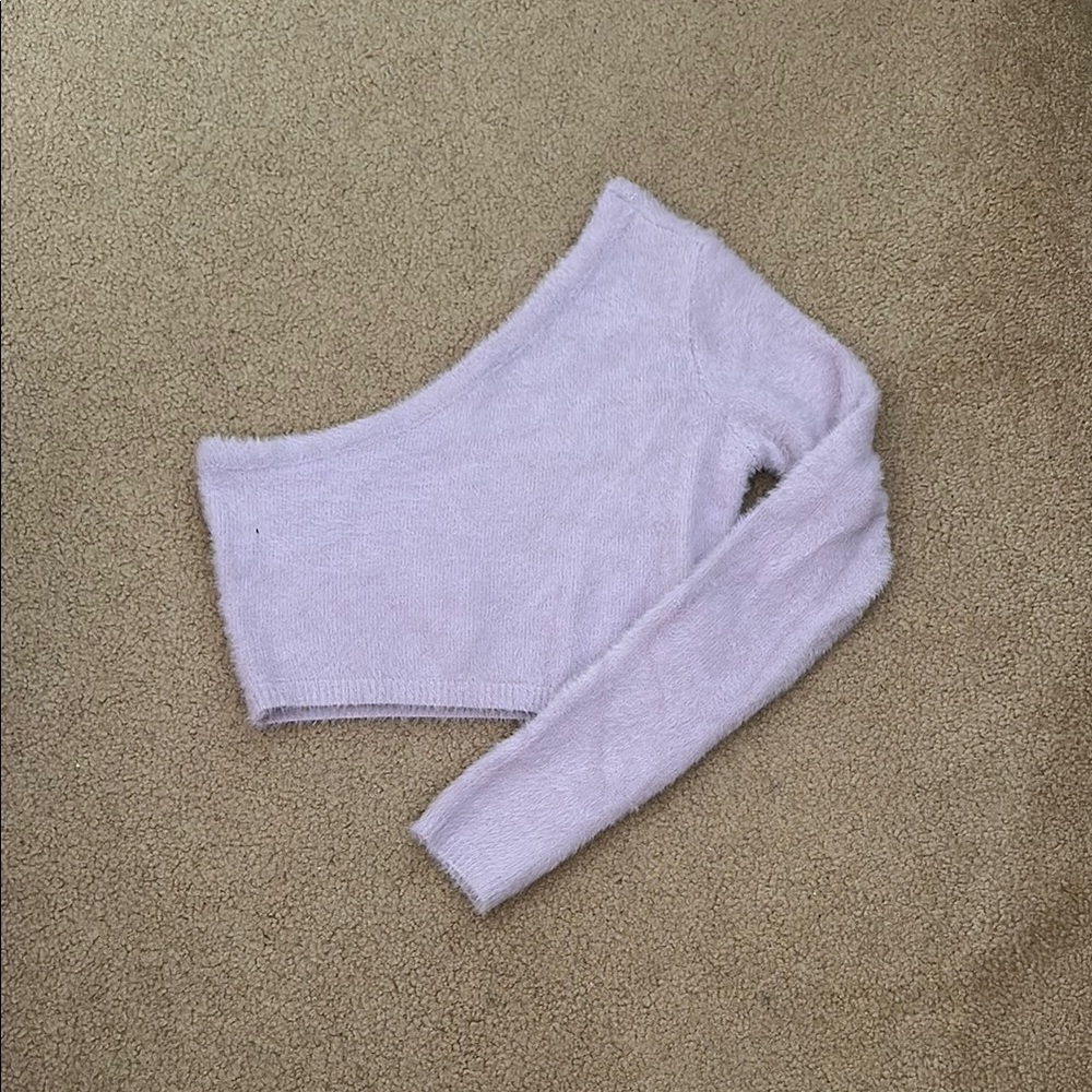 Women's One-Shoulder Sweater - Light Purple